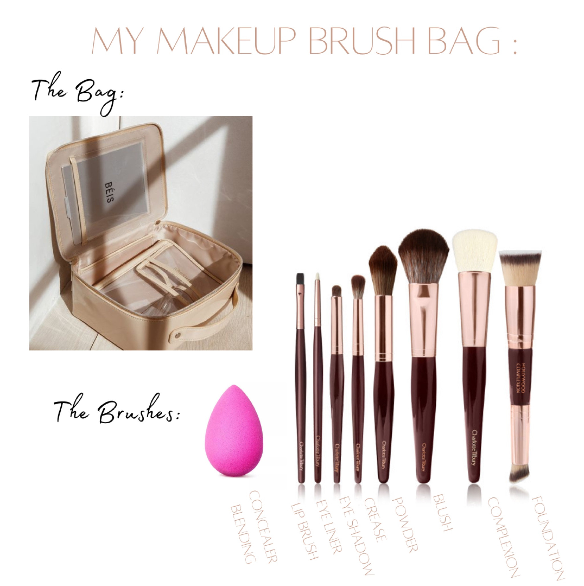 Makeup Bag Essentials! 
I have used Charlotte Tilbury brushes for YEARS. As a makeup artist, I have tried many different brands and CT brushes are in a league of their own when it comes to quality. She uses the highest quality synthetic without actually being real animal hair. They are definitely an investment, but truly worth every penny. 💕

#LTKbeauty #LTKunder100 #LTKtravel