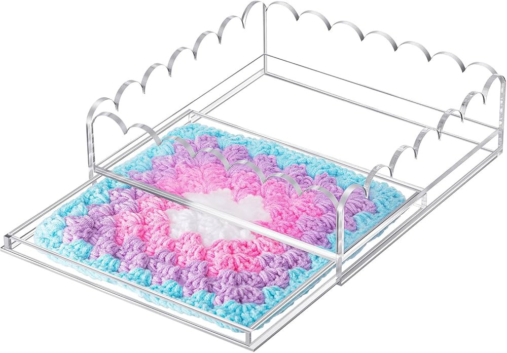 Acrylic Scalloped Tray 9" x 9" Large Clear Acrylic Tray with Drawer for Insert Customizable Photo... | Amazon (US)