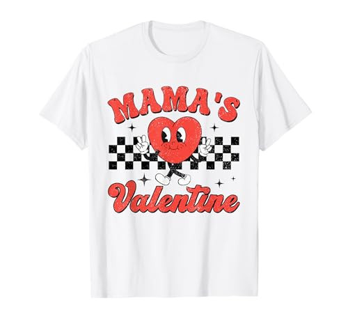 Retro Groovy Mama is My Valentine Cute Heart Boys Girls Kids T-Shirt | Amazon (US)