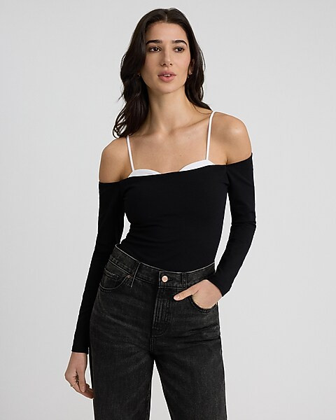 Body Contour Stretch Cotton Peekaboo Bra Bodysuit | Express