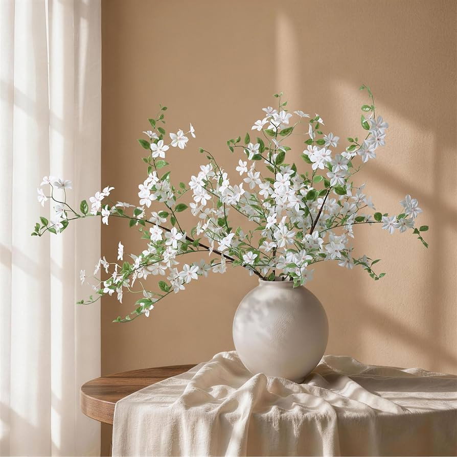 Fake Flowers, 3 Pcs Artificial Flowers Greenery Stems Faux Greenery Stems Branches for Vases Real... | Amazon (US)