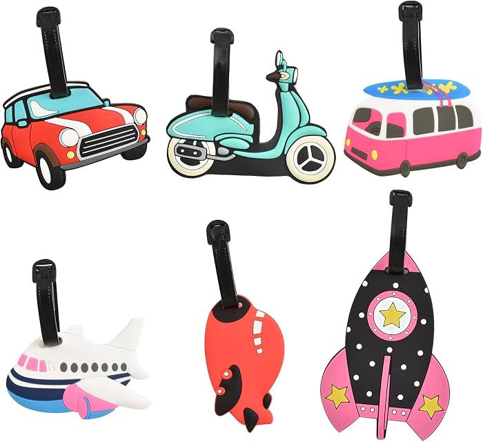 6 Pcs Kids Luggage Tag Cute Multi-Style Airplane Trip Identity Label with Loop Suitcases Travel B... | Amazon (US)