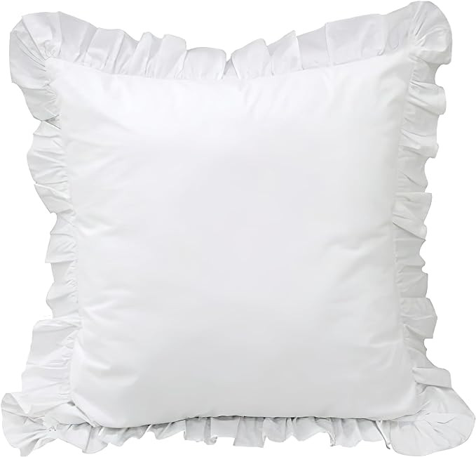 Queen's House White Euro Sham Ruffle Pillowcase 26''x26'' -1 Piece | Amazon (US)