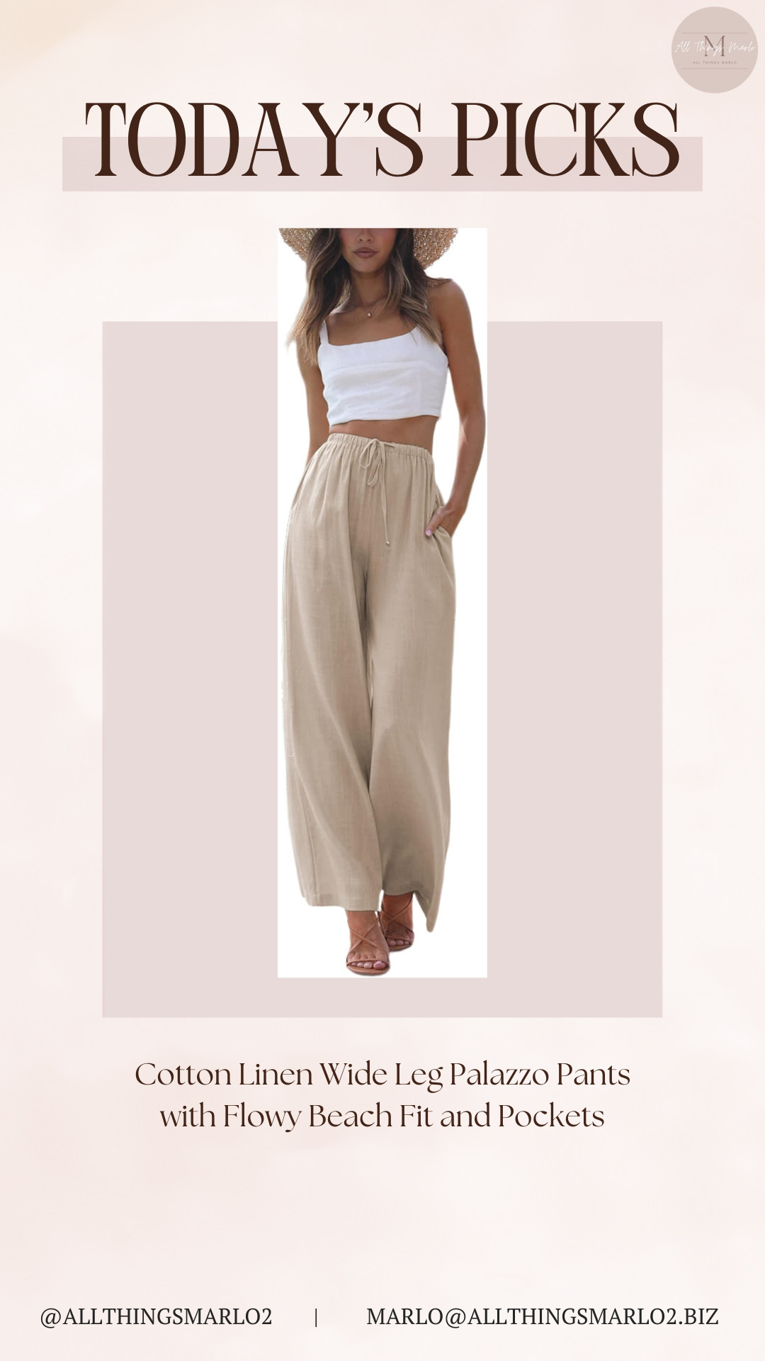 Cotton Linen Wide Leg Palazzo Pants with Flowy Beach Fit and Pockets 

 #LTKootd #LTKWorkwear #LTKTravel
