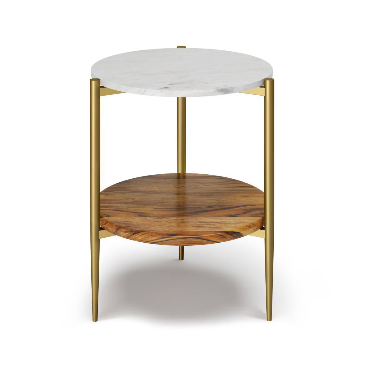 WyndenHall Fleetwood Round Marble and Wood Side Table White/Natural: Mid-Century Modern, Iron & A... | Target