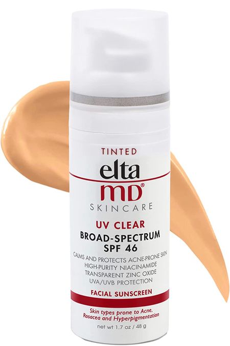 EltaMD UV Clear SPF 46 Tinted Face Sunscreen, Broad Spectrum Sunscreen for Sensitive Skin and Acne-Prone Skin, Oil-Free Mineral-Based Sunscreen, Sheer Face Sunscreen with Zinc Oxide, 1.7 oz Pump

#LTKunder50 #LTKFind #LTKtravel