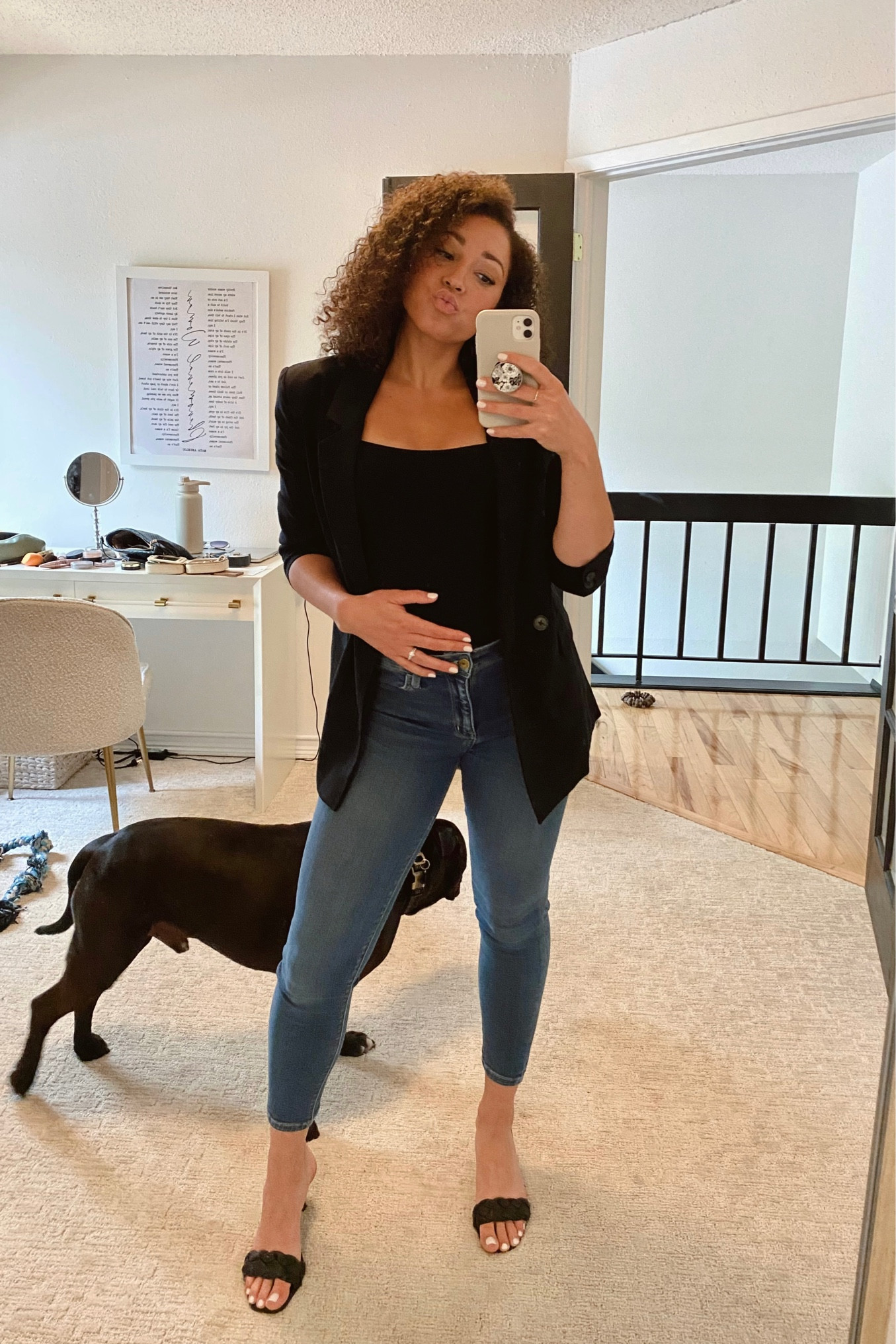 Black blazer and jeans outfit for happy hour or date night! DSW sandals on sale for $20!

#LTKsalealert #LTKshoecrush #LTKunder100