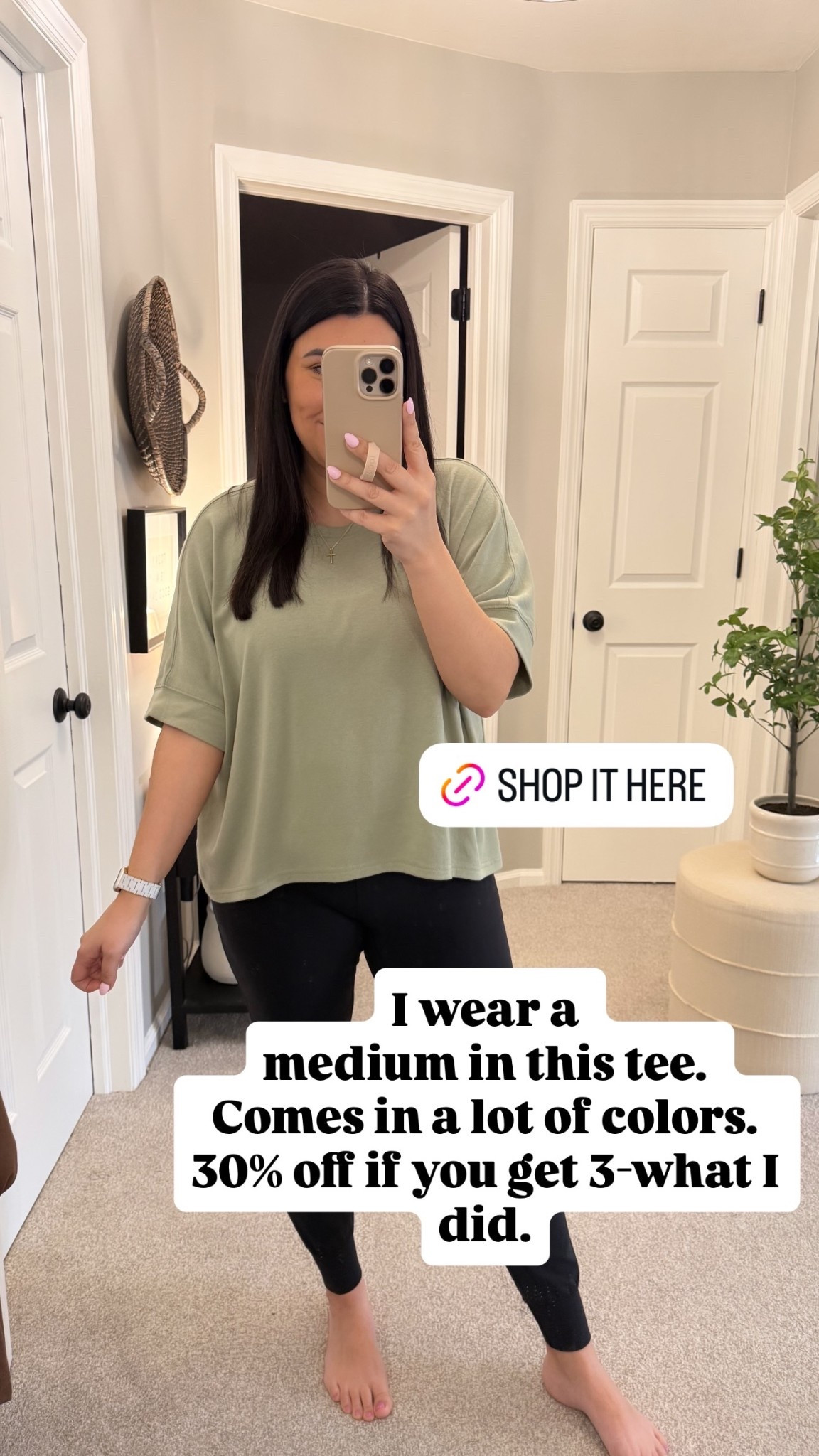 I wear a medium in this tee. Comes in a lot of colors. 30% off if you get 3-what I did.