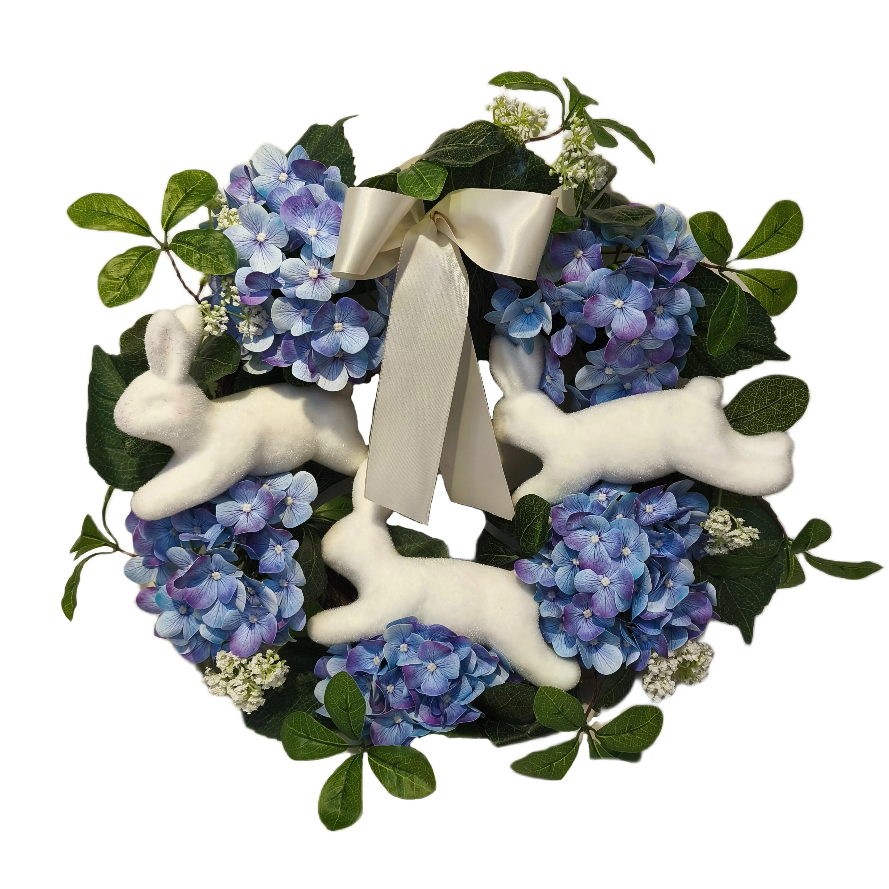 Bunny and Hydrangea Wreath, Blue and White, 22", Easter by Way To Celebrate | Walmart (US)