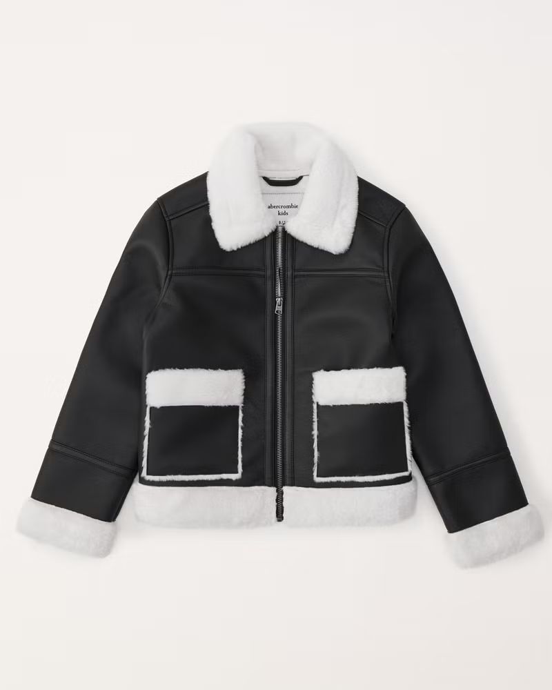 vegan leather shearling jacket | Abercrombie & Fitch (US)