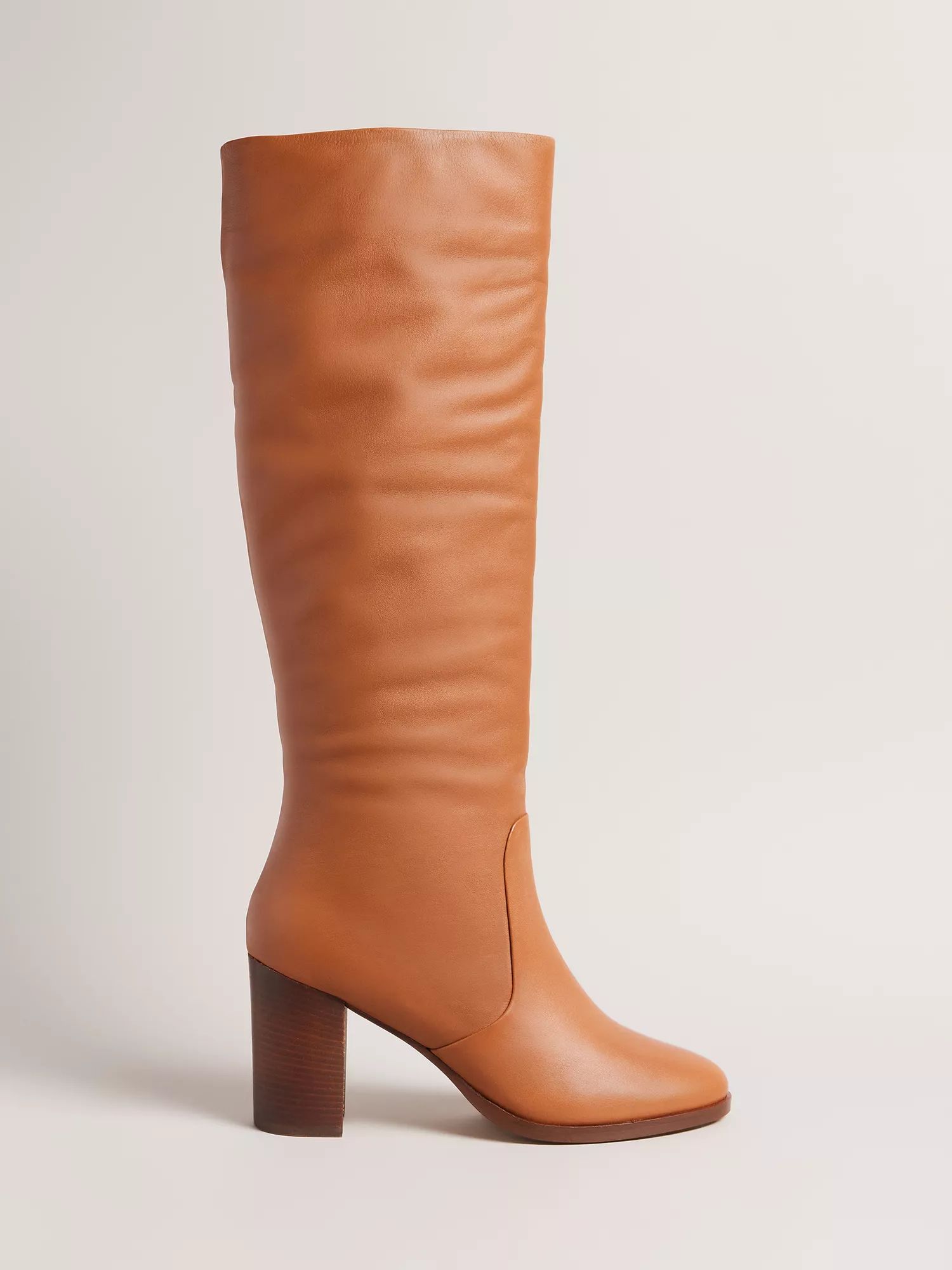 Ted Baker Shannie Leather Knee High Boots, Tan | John Lewis (UK)