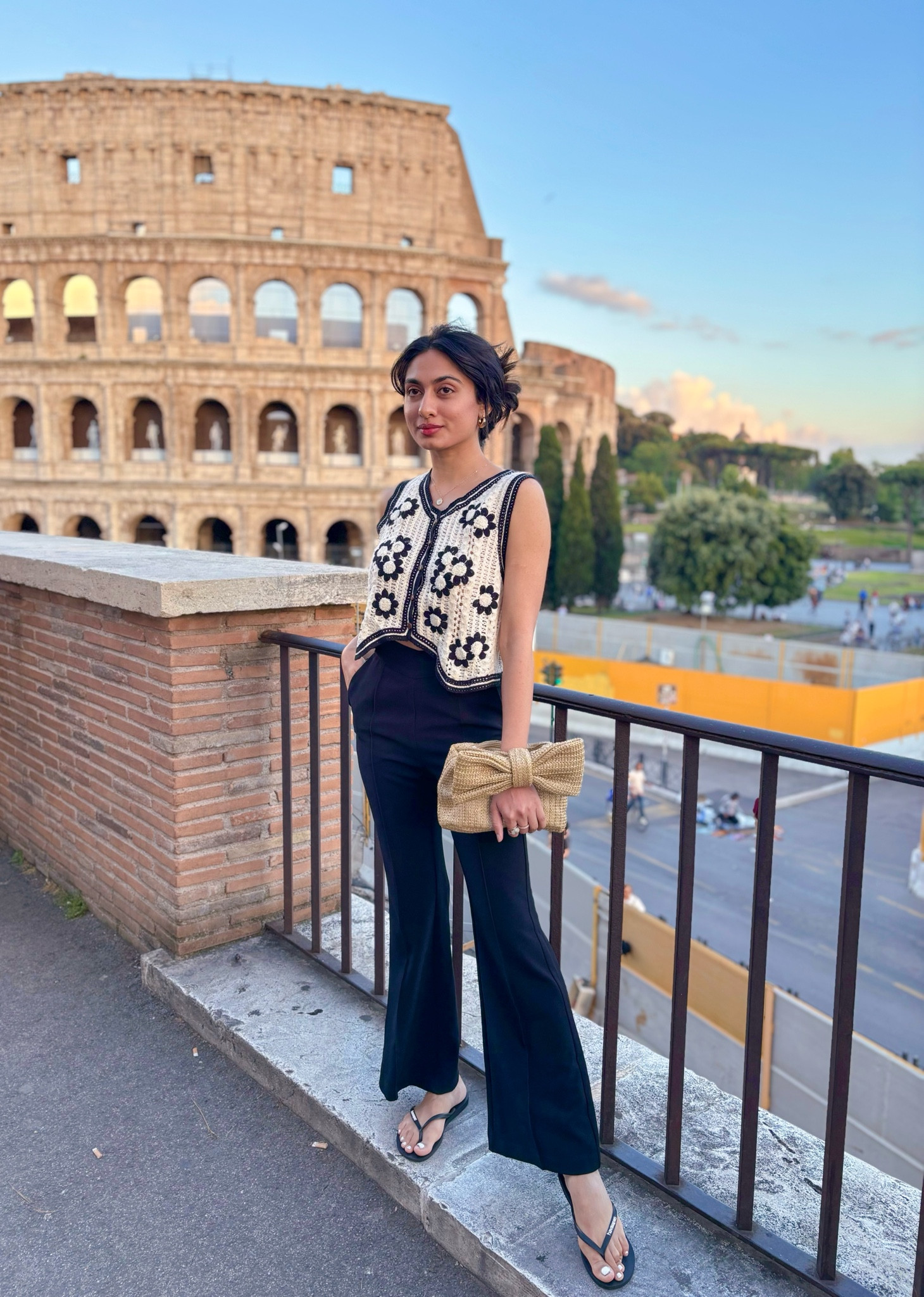 Euro Summer essentials. Wore this comfy outfit to watch sunset from the colosseum. Since there was a slight breeze in the evenings in Rome this outfit was perfect for the weather. Paired it with the comfiest Black Hawains to walk on the cobblestone streets.

European summer look, vacay look, vacay style, italian summer outfit, Black pants, sunglasses, Midi dress, white dress, white dresses, amazon fashion, resort wear, vacation dress, vacation outfit, dress, women’s summer fashion, women’s summer clothes, summer dress, travel outfit, wedding guest dress, straw bag 

#ltktravel #ltkfindsunder50 #ltkseasonal #ltkover40 #ltkstyletip  #ltksummersales #ltkxnsale #ltkshoecrush #ltkitbag #ltkwedding #ltkfindsunder100

#LTKWorkwear