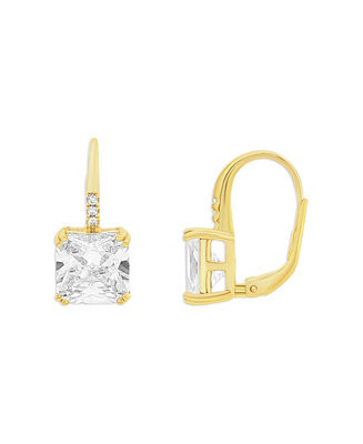Sterling Silver Pave Drop Sq CZ Studs - Macy's | Macy's