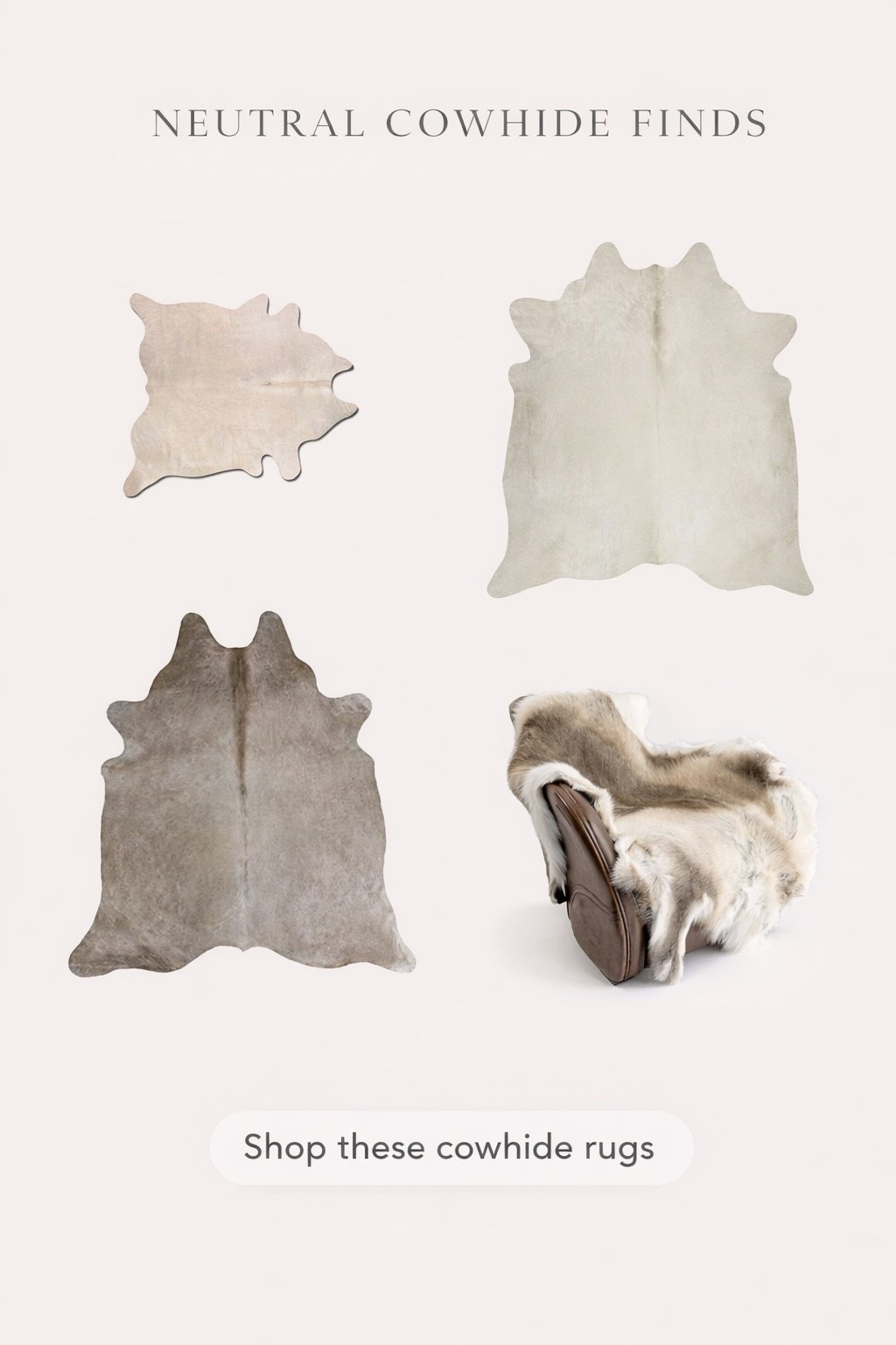 Neutral Cowhide Finds

Cowhide rugs are one of my favorite ways to add texture and warmth without overwhelming a space. I love how each one is unique and instantly gives that elevated, layered look whether you’re styling a living room, bedroom, or entry. These are timeless pieces that work with so many styles and only get better over time.

#LTKHome #LTKSaleAlert