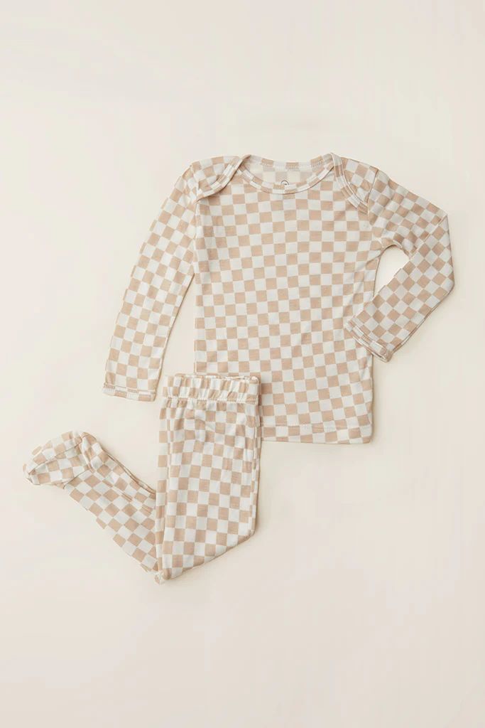 Cream Chequer Sleeper | Solly Baby