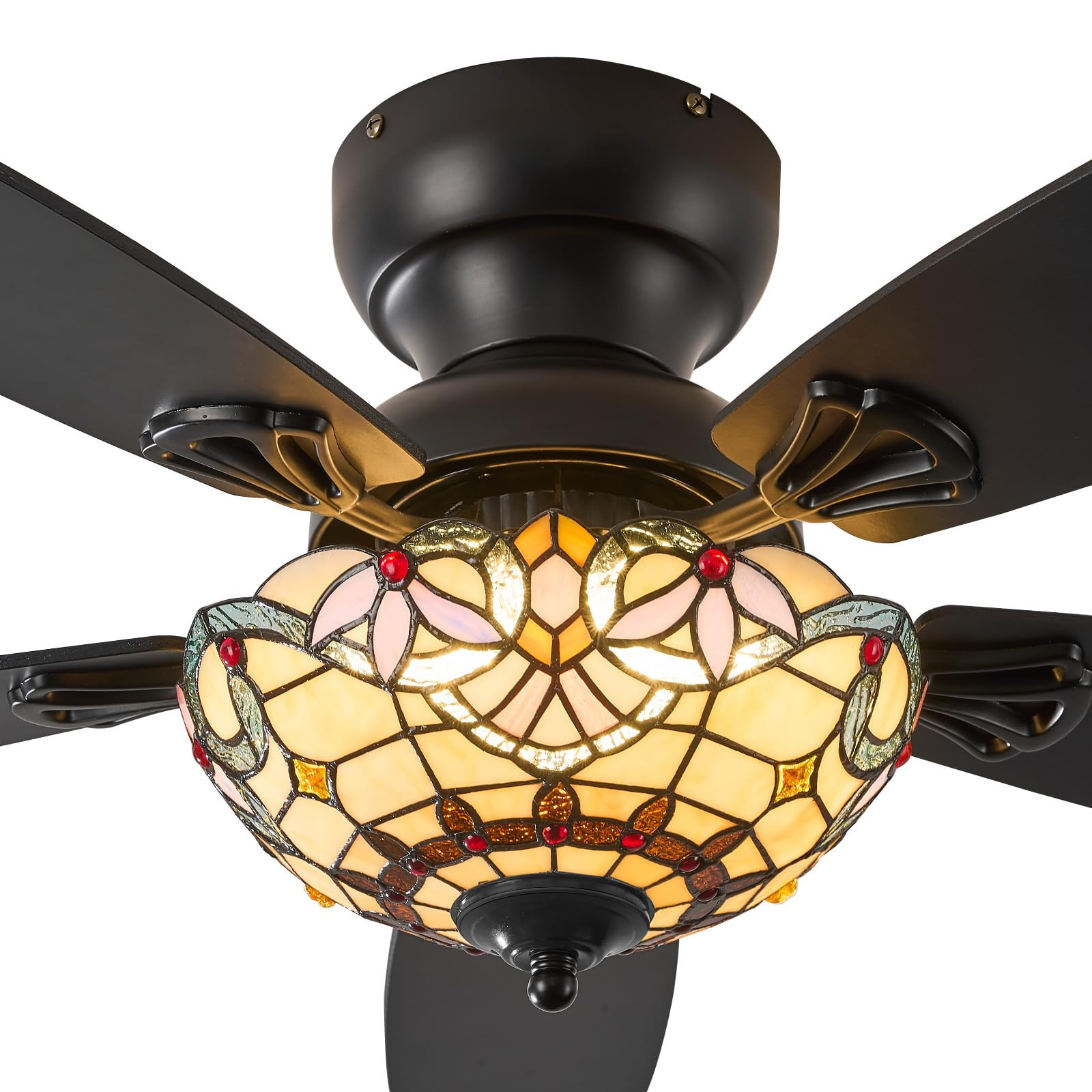 Tiffany Ceiling Fans with Lights - 48" Ceiling Fan Chandelier with 5 Dual-Blades and Glass Shade,... | Amazon (US)