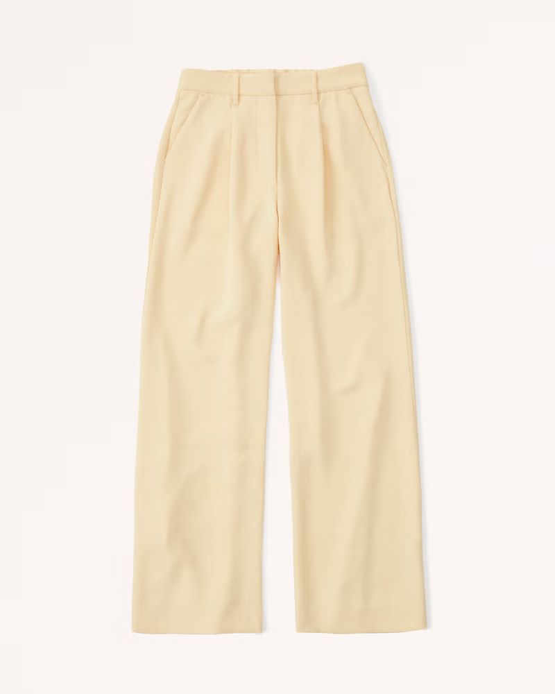 Premium Crepe Tailored Ultra Wide Leg Pant | Abercrombie & Fitch (US)