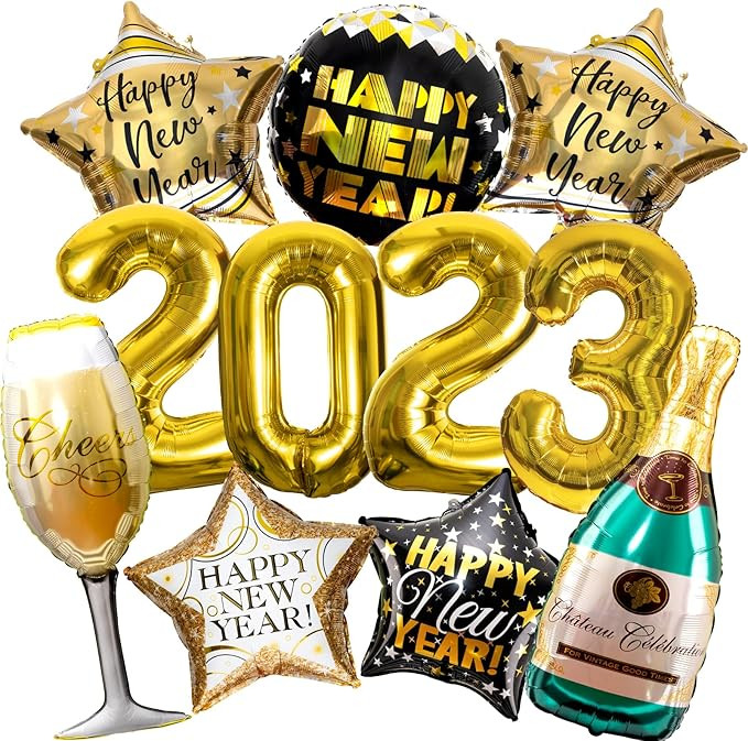 New Years Eve Party Supplies 2023, 10 Pcs Foil Balloon New Years Decorations Set | Amazon (US)