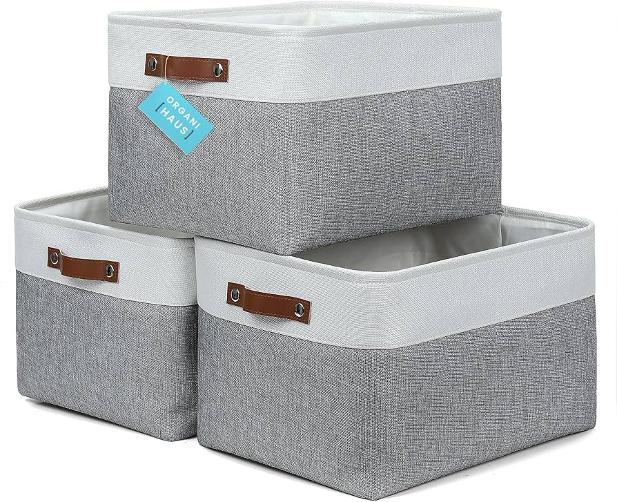 OrganiHaus Extra Large Fabric Storage Baskets for Shelves 3 Pack | 16x13in Closet Storage Bins fo... | Amazon (US)
