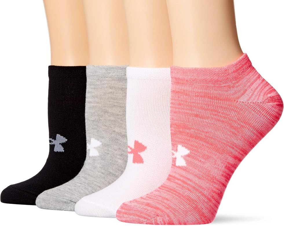 Under Armour Women's Essential No Show Socks, 4-Pairs | Amazon (US)