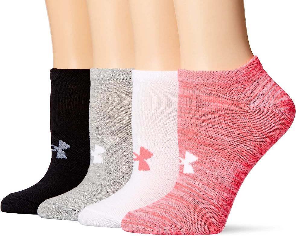 Under Armour Women's Essential No Show Socks, 4-Pairs | Amazon (US)
