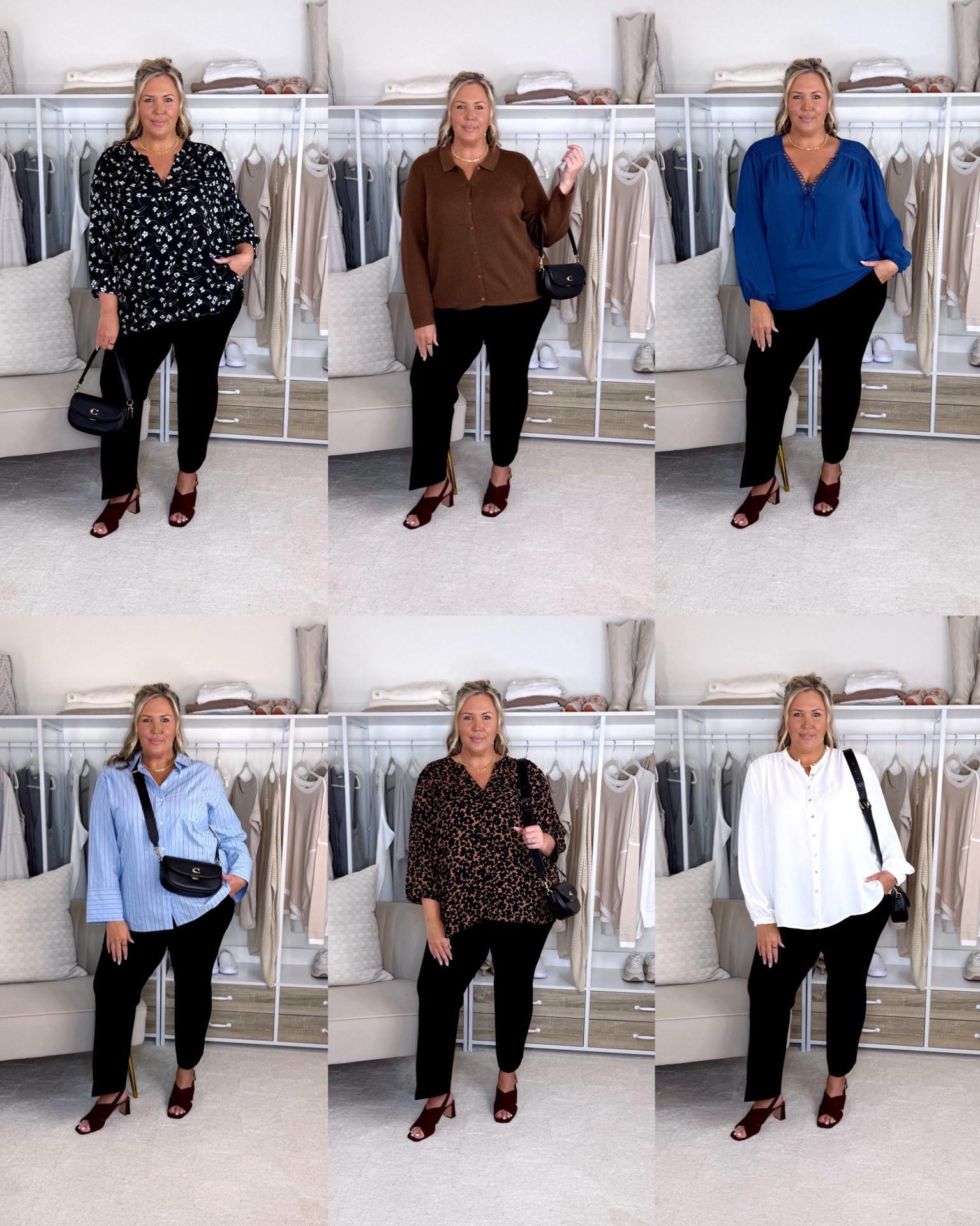 NSale tops! Wearing a 2X in all! sizing note, I recommend sizing up in the blue stripe button up if you want to wear it untucked, the 2x is too tight around my hips. Everything else runs true to size, the pants are slightly generous fit! Blue is sold out so I linked the black! Plus size, outfit inspo, apron belly, workwear, mom life

#LTKSeasonal #LTKPlusSize #LTKMidsize