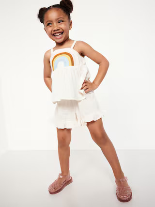 Sleeveless Double-Weave Top and Shorts Set for Toddler Girls | Old Navy (US)