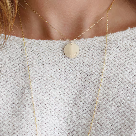 Date Engraved Disc Necklace  Gold Disc Necklace  Custom Date | Etsy | Etsy (US)
