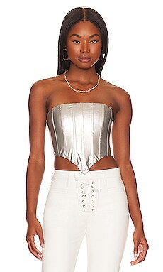 h:ours Nola Corset Top in Silver from Revolve.com | Revolve Clothing (Global)