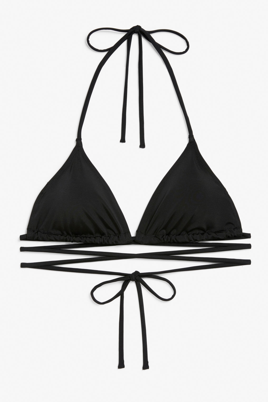 Padded triangle bikini top - Black | Monki