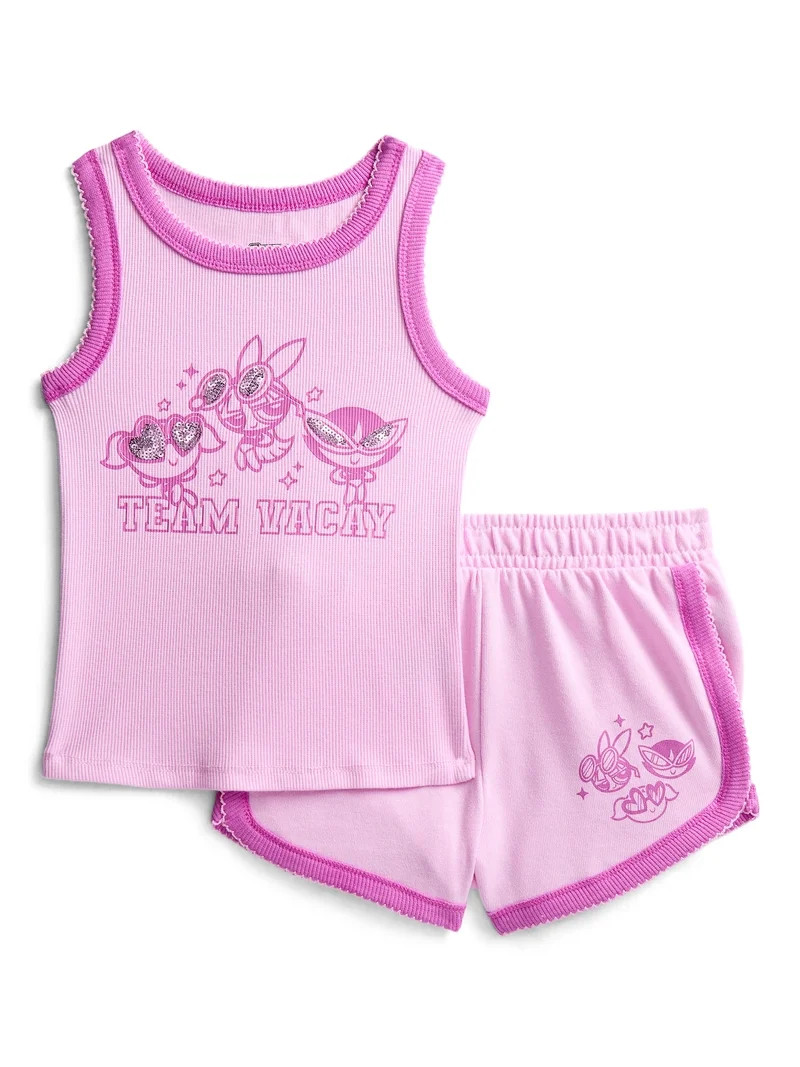 The Powerpuff Girls Girls Graphic Tank Top and Matching Shorts Set, 2-Piece, Sizes 4-16 | Walmart (US)