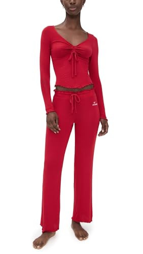 Honeydew Intimates Dreamland Lounge Set - PJ Set for Women - Relaxed Fit - Lettuce Hem - Elasticized Waistband Love Song XL One Size | Amazon (US)