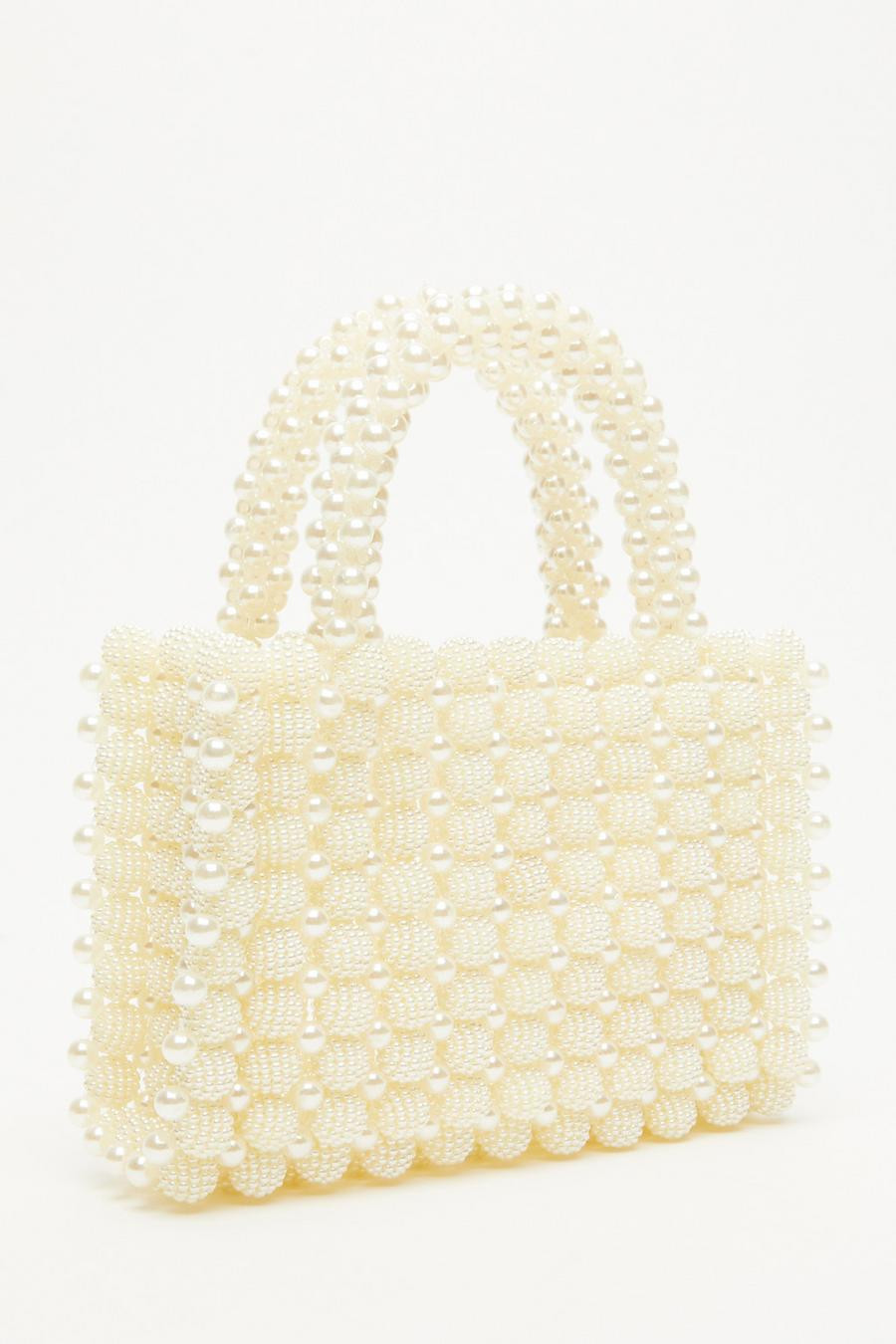 Bridal Cream Pearl Handle Bag  | Quiz Clothing (UK)