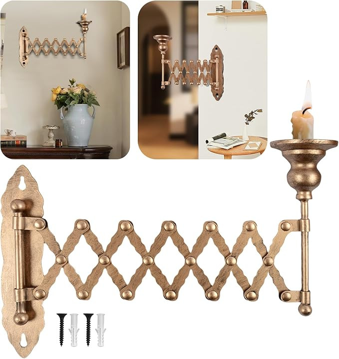 Extending Taper Candle Holder, Vintage Expanding Taper Candle Holder, Antique Wall-Mounted Piano ... | Amazon (US)