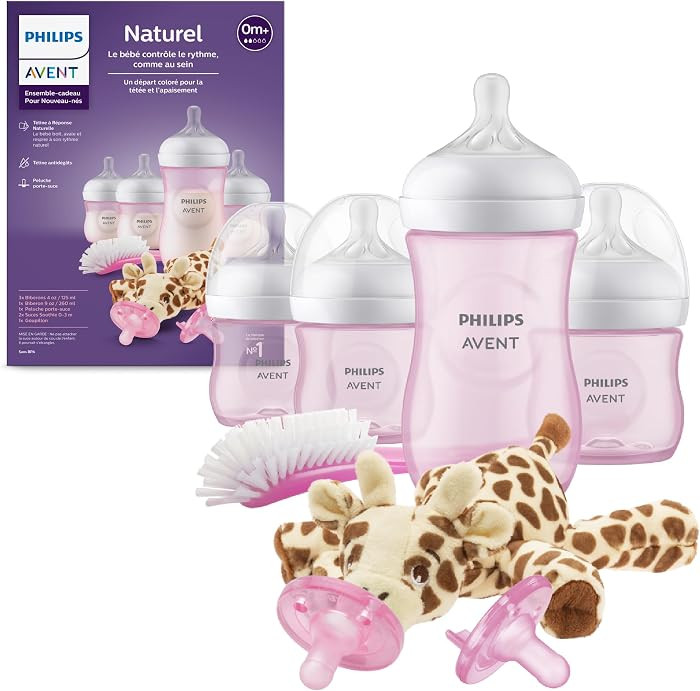 Philips Avent Natural Response Baby Gift Set - 3X 4oz Pink Bottles with Slow Flow Nipples (Flow 2... | Amazon (US)