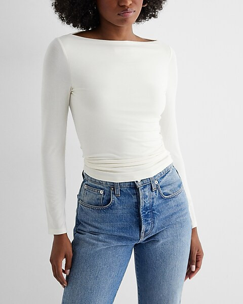 Supersoft Fitted Boat Neck Long Sleeve Tee | Express