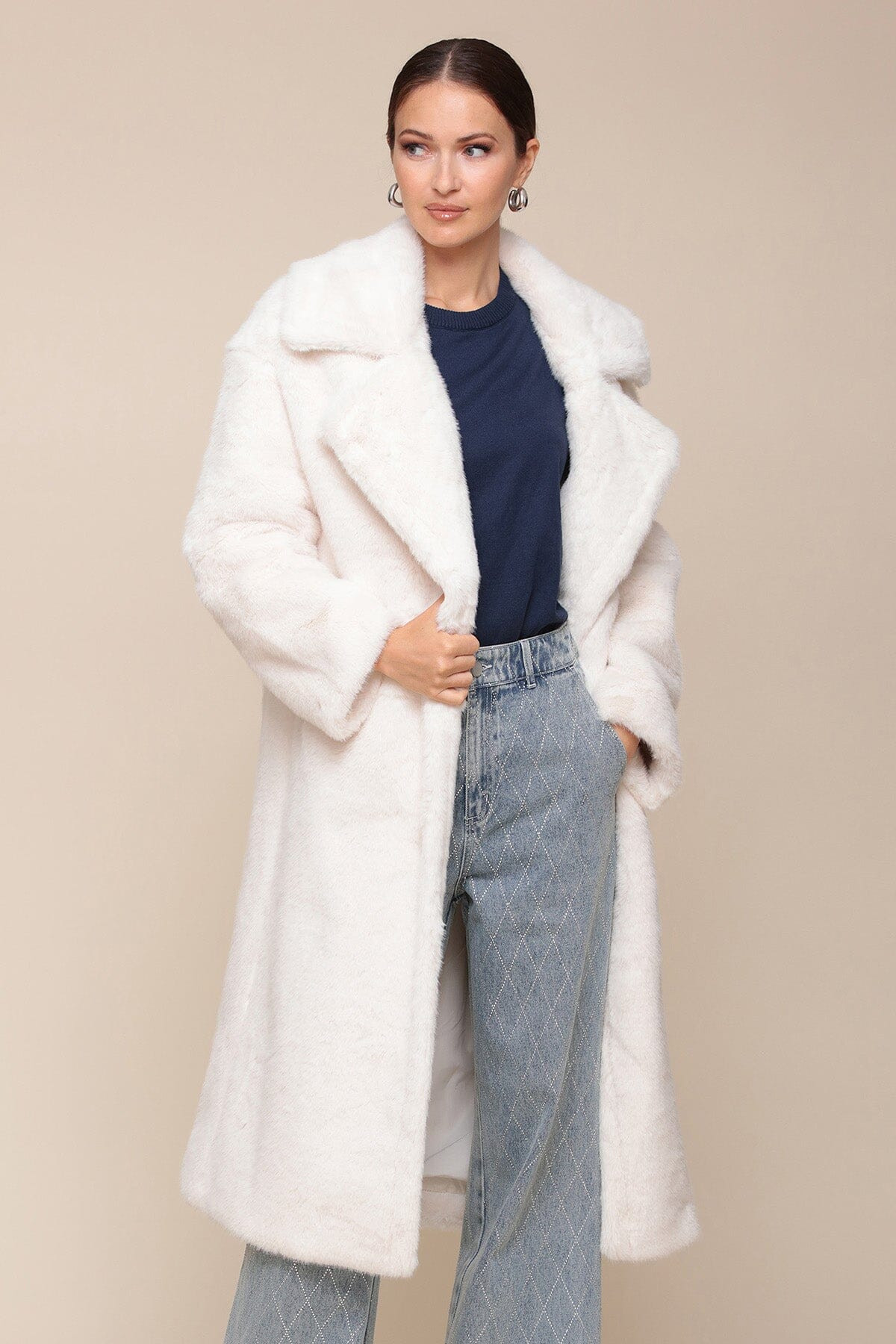 Premium Faux Fur Relaxed Midi Coat | Avec Les Files