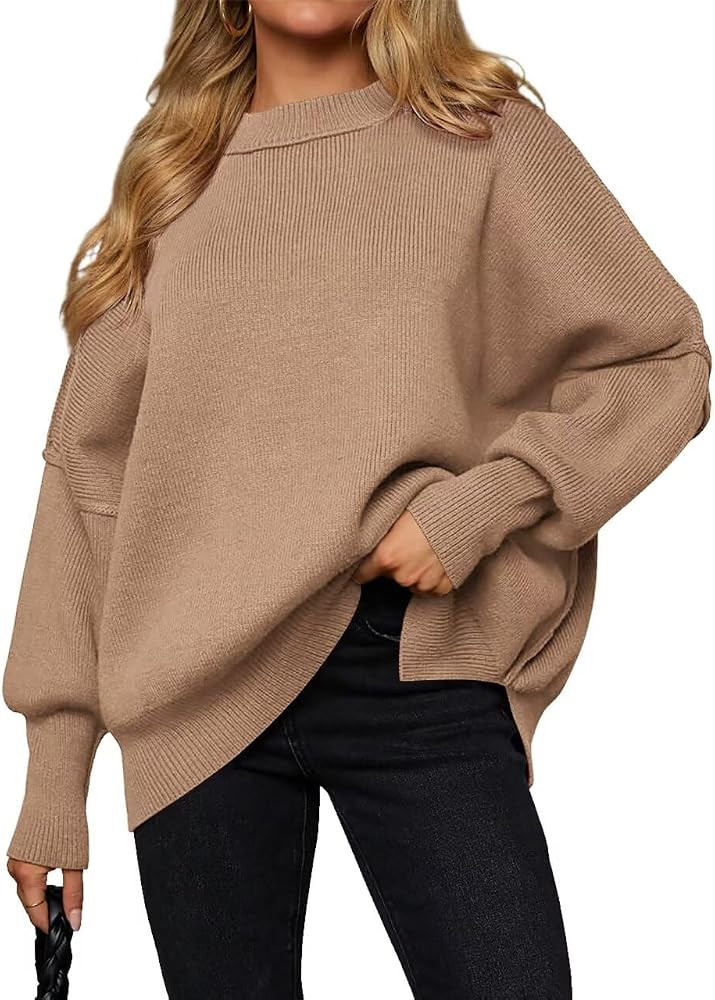 INFITTY Womens Sweaters Oversized Batwing Sweater Long Sleeve Pullover Ribbed Knitted Casual Tops... | Amazon (CA)