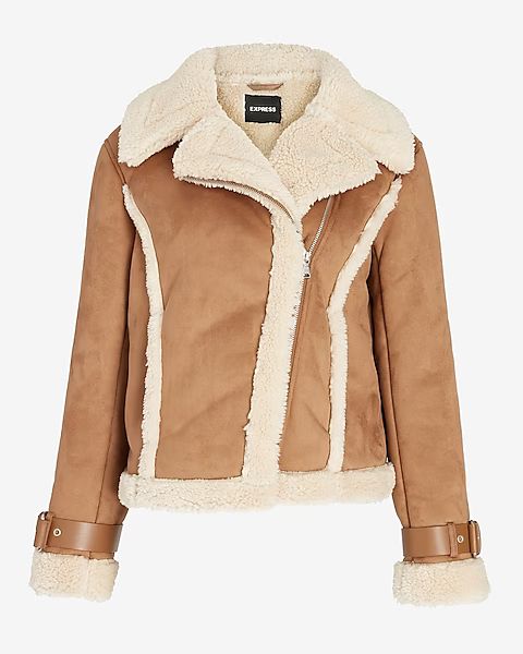 Faux Shearling Moto Jacket | Express