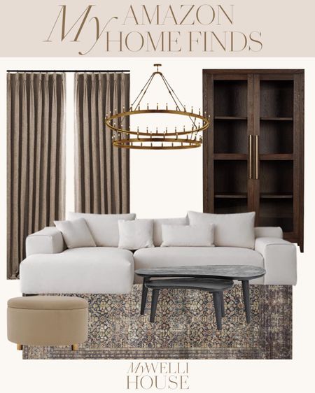 Amazon living room furniture: organic modern designer inspired. Custom curtains, sectional, coffee table display cabinets. 

#LTKFind #LTKunder100 #LTKhome