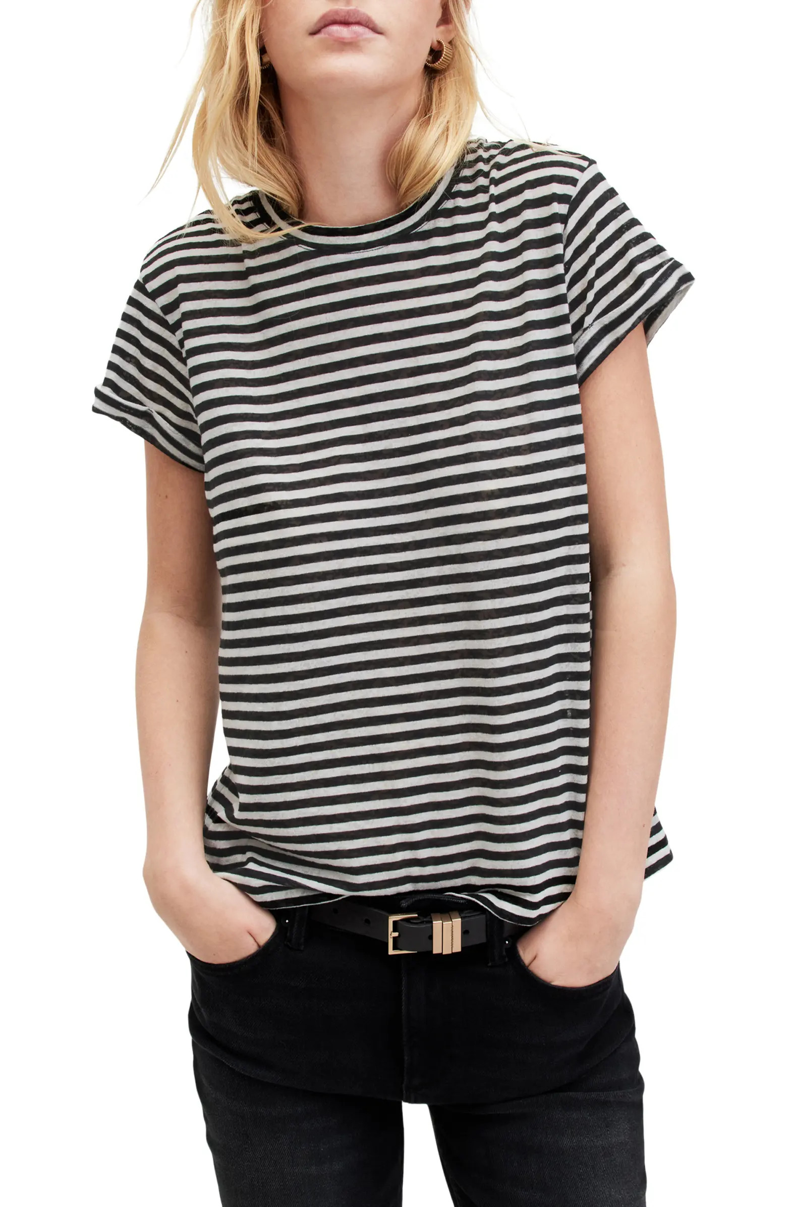 AllSaints Anna Stripe Cotton Blend T-Shirt | Nordstrom | Nordstrom