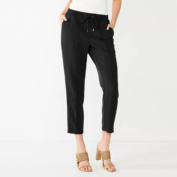 Women's Nine West Line Plaid Pintuck Jogger Pants | Kohl's