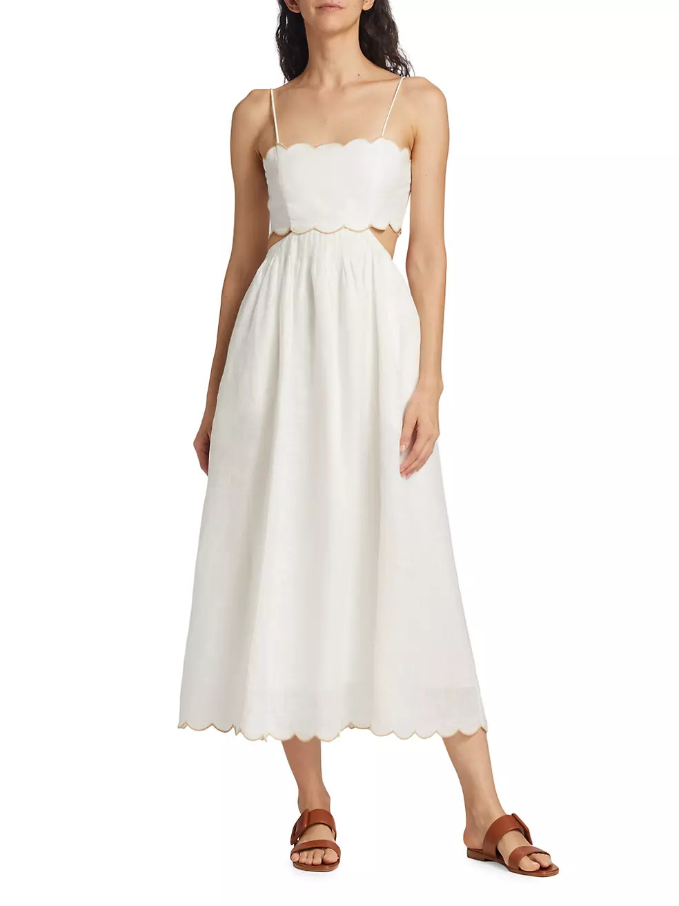 Devi Scalloped Cut-Out Midi-Dress | Saks Fifth Avenue