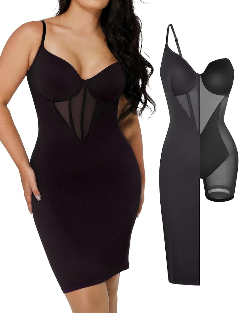 Popilush Shapewear Dress Corset Dress Mesh Bodycon Dresses for Women Slip Dress Party Midi Dresse... | Amazon (US)