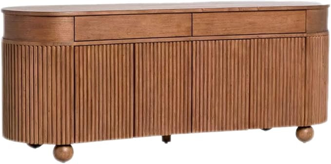 French Mid-Century Curved Fluted Solid Wood Sideboard – Premium Storage Cabinet with Drawers an... | Amazon (US)