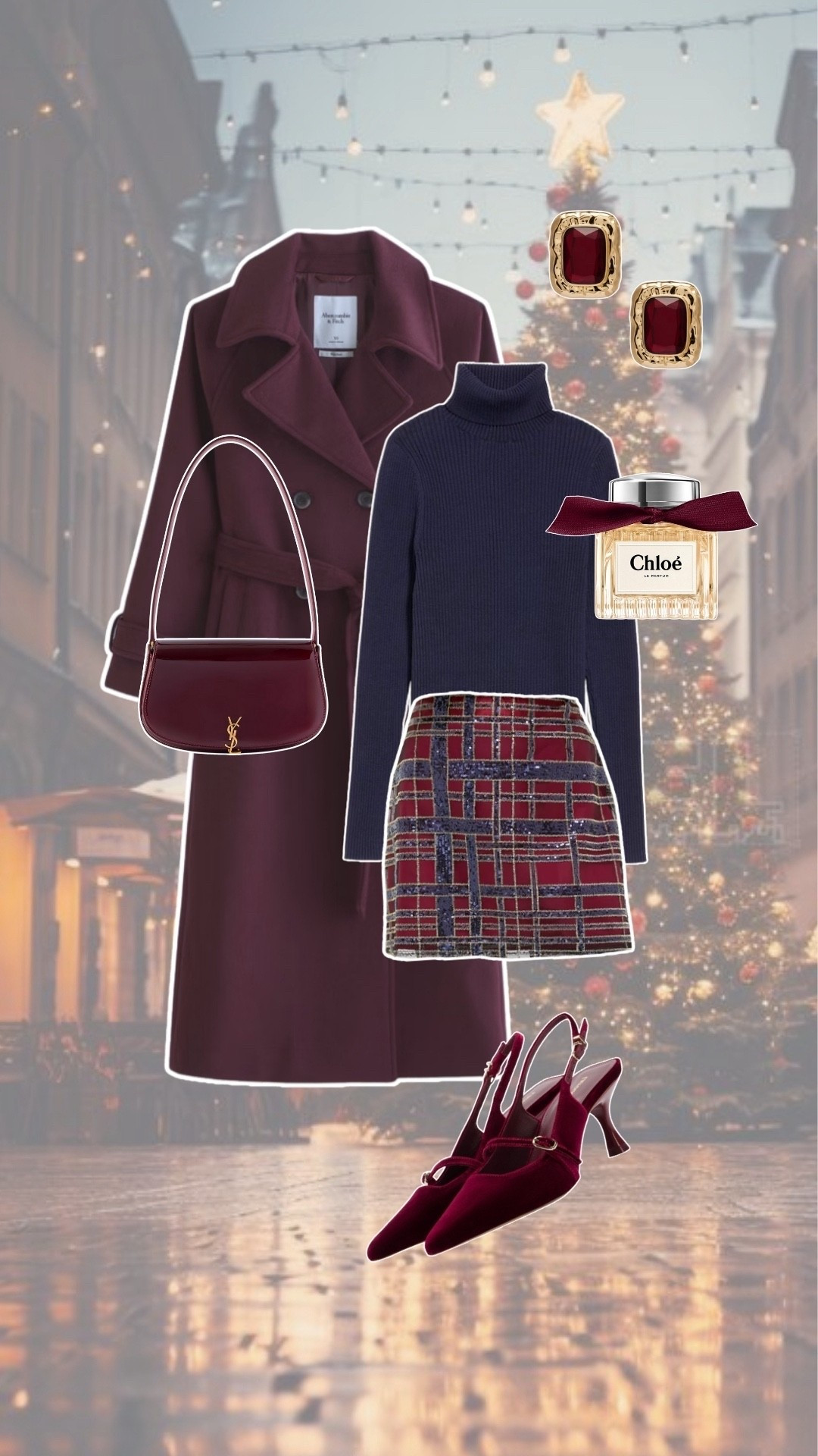 Christmas party outfit. Burgundy coat. Plaid skirt. Holiday party outfit. Chic Christmas outfits 2025.

#LTKHoliday #LTKSeasonal #LTKGiftGuide