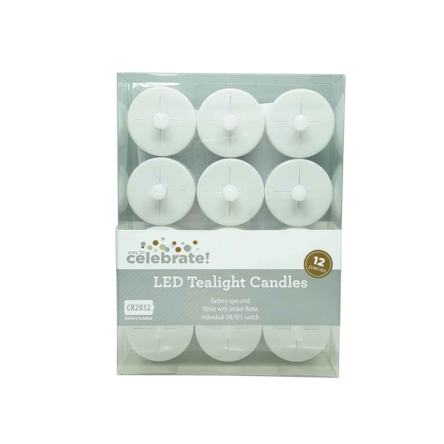 Way to Celebrate Flameless LED Tealights, White, Set of 12 | Walmart (US)