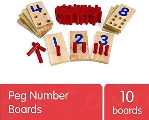 Excellerations 2.5 X 5 inches, Peg Number Boards Wooden, Counting Teaching Toy, Educational Toy, ... | Amazon (US)
