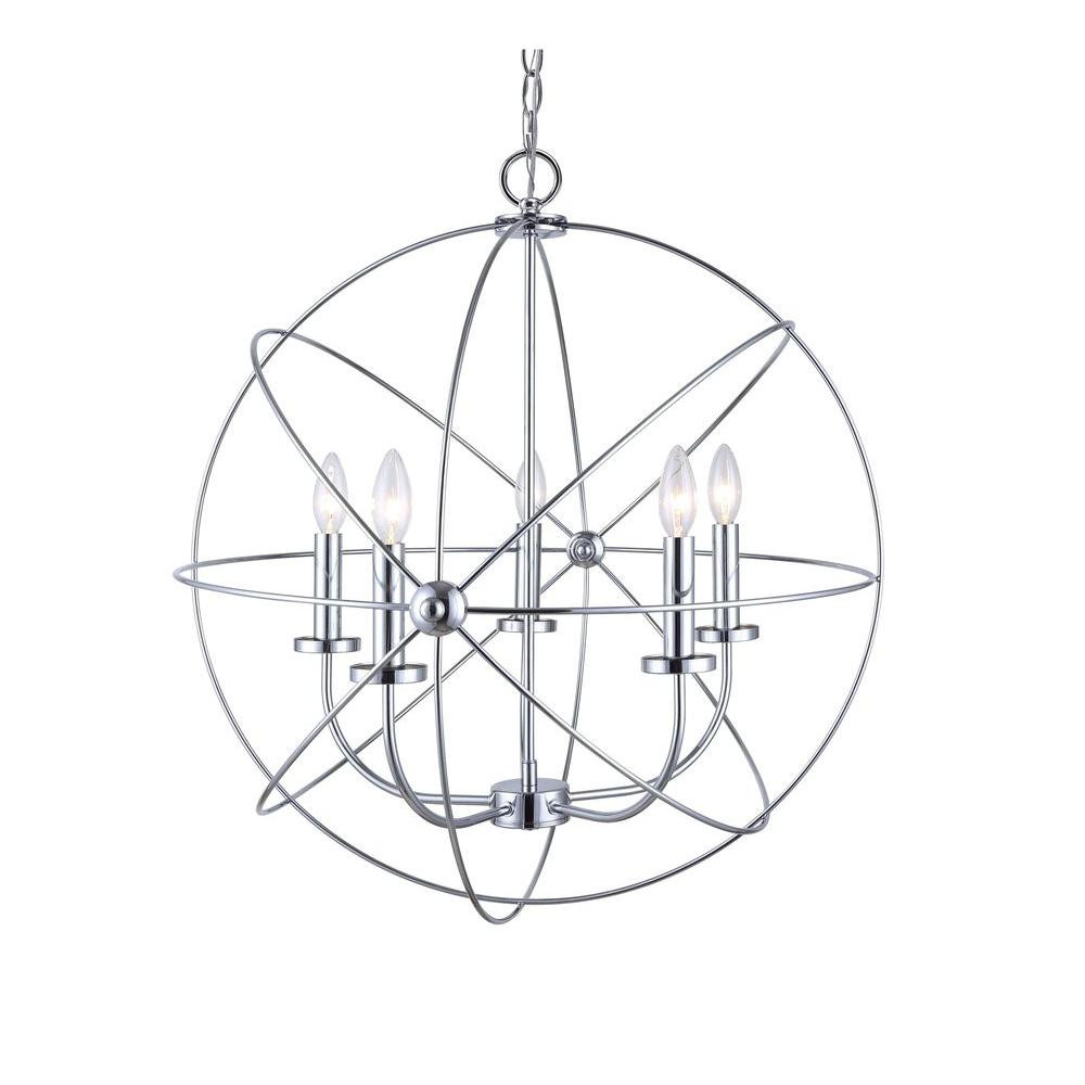 CANARM Summerside 5-Light Chrome Chandelier ICH282B05CH25 - The Home Depot | The Home Depot