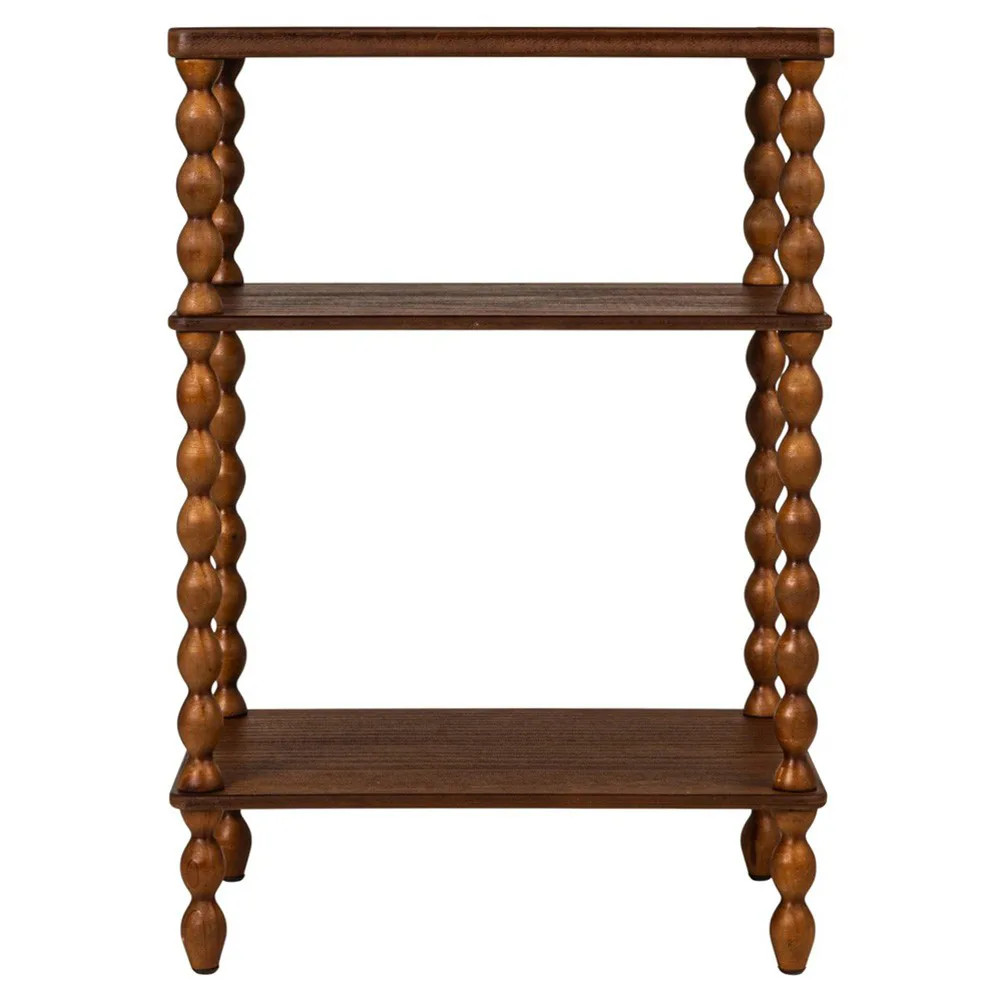 Westbury Updated Traditional Brown Wood Bobbin Rectangular Side Table | Kathy Kuo Home